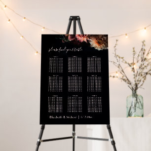 Dark Romantic Flowers Wedding Seating Chart Foam Board