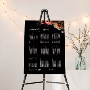 Dark Romantic Flowers Wedding Seating Chart Foam Board