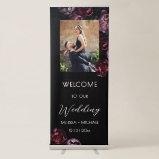  Dark Romantic Flowers Wedding Welcome Retractable Banner