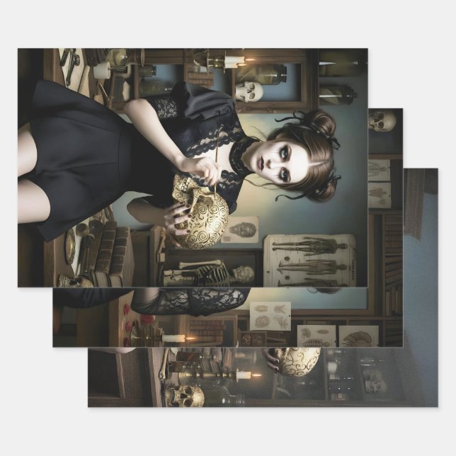 Dark Romantic Gothic Design Wrapping Paper Sheets (Set)