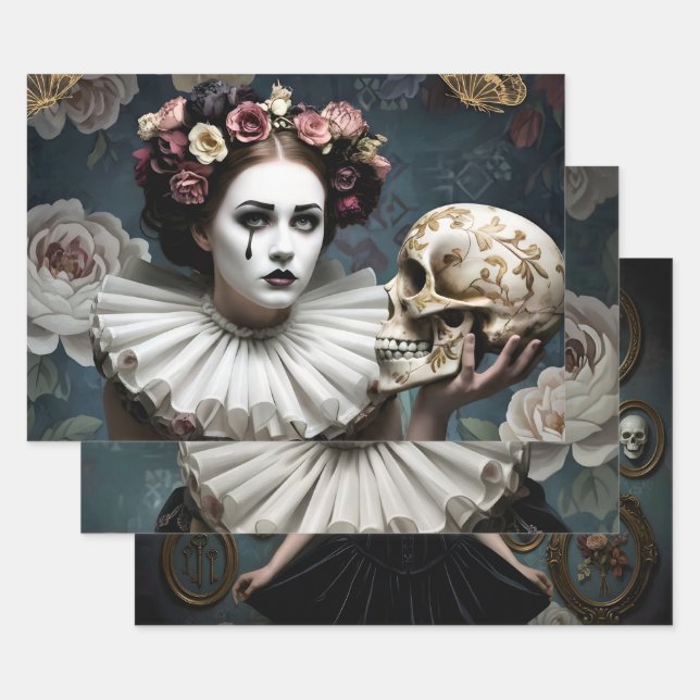 Dark Romantic Gothic Design Wrapping Paper Sheets (Set)