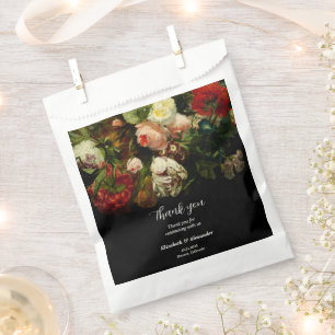 Dark romantic moody elegant floral flowers wedding favor bag