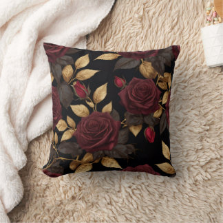 Dark Romantic Moody Floral Pattern Fall Throw Pill Pillow