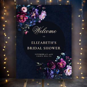 Dark Romantic Moody Florals Bridal Shower Welcome Foam Board