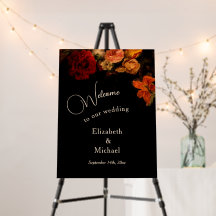 Dark Romantic Painted Flowers Wedding Welcome