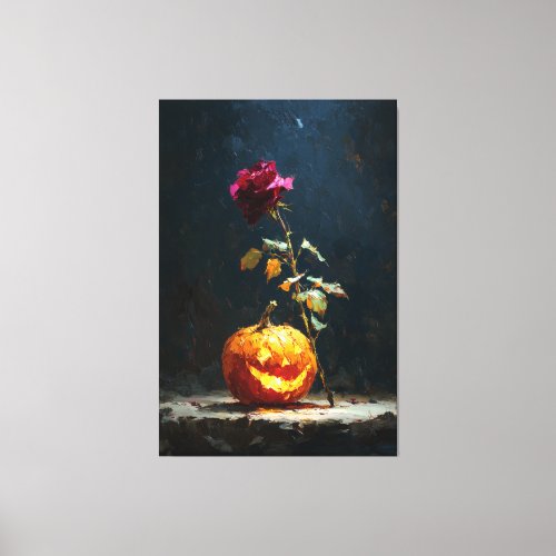 Dark Romantic Pumpkin and Rose Wood Wall Art