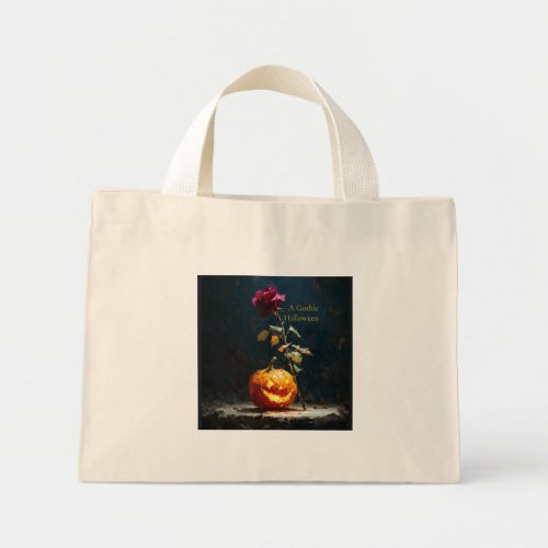 Dark Romantic Pumpkin & Rose Laptop Sleeve Mini Tote Bag