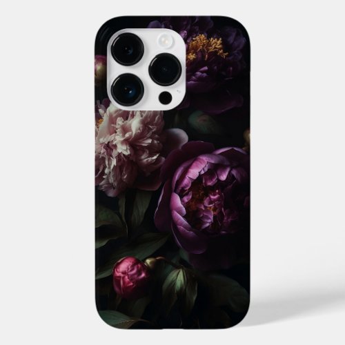 Dark Romantic Purple Peonies Flower Bouquet Case_Mate iPhone 14 Pro Case