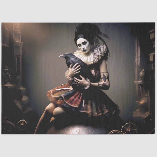 Dark Romantic Raven Motif Tissue Paper (Front)