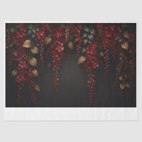 Dark Romantic Red Floral Decoupage Tissue Paper |