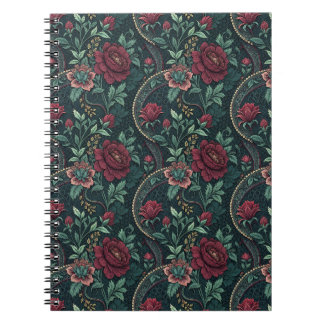 Dark Romantic Roses Gothic Floral Filigree Pattern Notebook