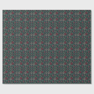 Dark Romantic Roses Gothic Floral Filigree Pattern Wrapping Paper