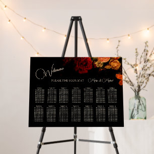 Dark Romantic Roses Seating Chart Foam Board