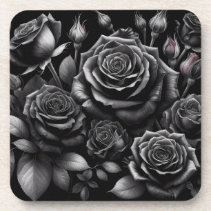 Dark Rose Cork Back Coasters Set of 6