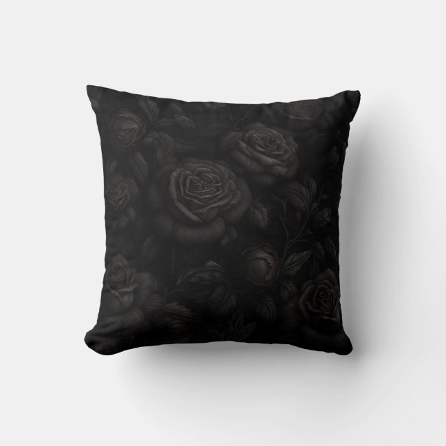 Dark Rose Design Throw Pillow (Front)