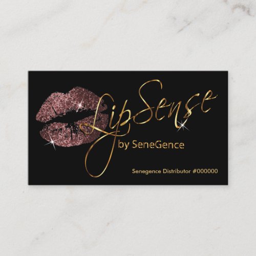 Dark Rose Glitter and Gold Lips Business Card