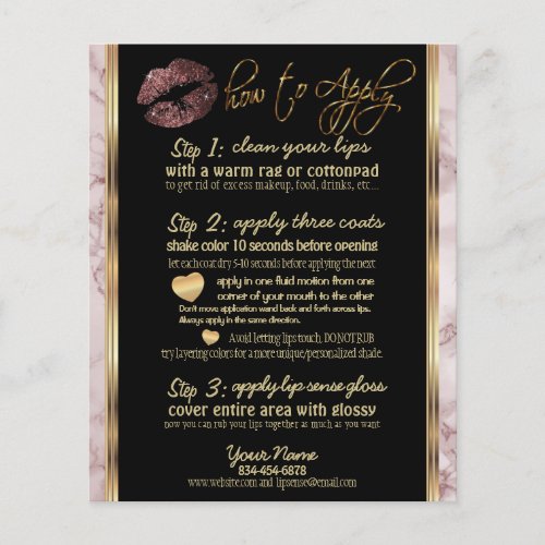 Dark Rose Glitter Lip Marble Instructions 2 Flyer