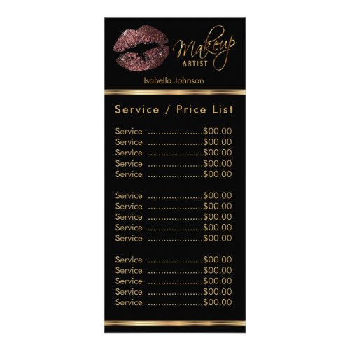 Dark Rose Glitter Lips _ Service  Price List Rack Card