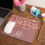 Dark Rose Gold Glitter Bling Personalized Mouse Pad<br><div class="desc">This design does not contain actual glitter or sequins. It may be personalized in the area provided by changing the photo and/or text. Or it can be customized by clicking Personalize this Template and then choosing the click to customize further option and delete or change the color of the background,...</div>