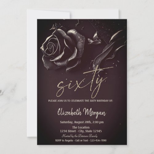 Dark Rose Gothic Burgundy 60th Birthday  Invitation