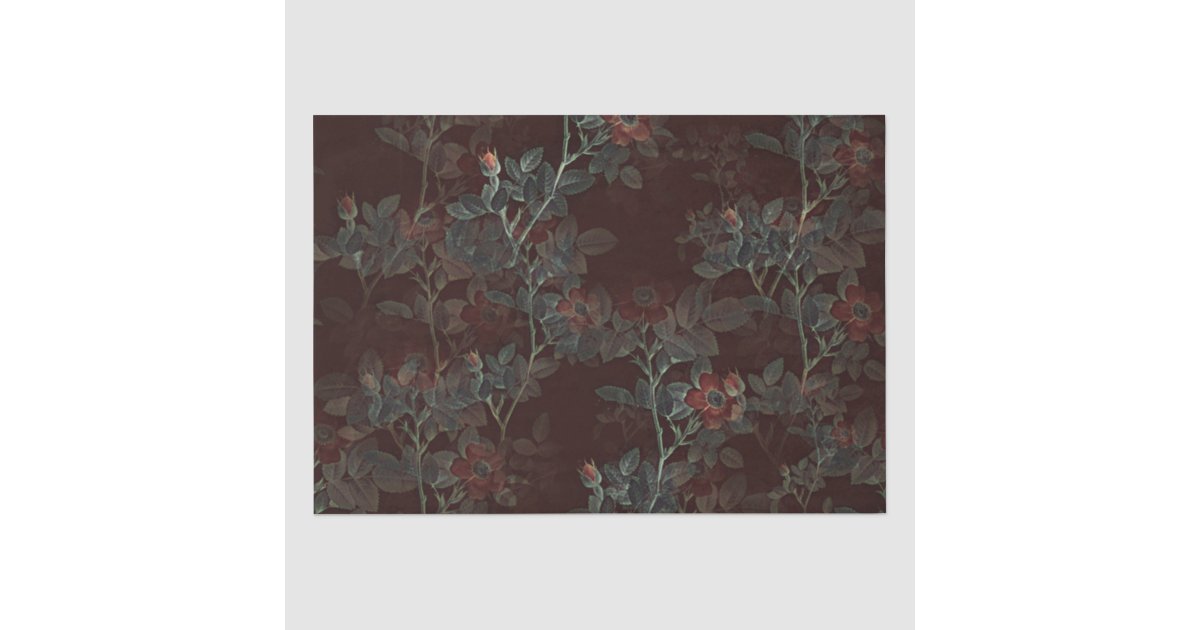 Dark Rose Gothic Rose Buds Decoupage Tissue Paper | Zazzle