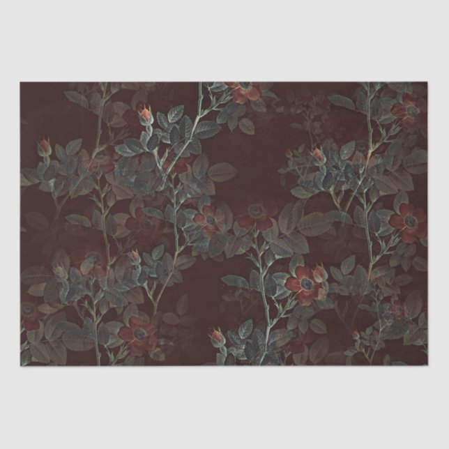 Dark Rose Gothic Rose Buds Decoupage Tissue Paper (Front)