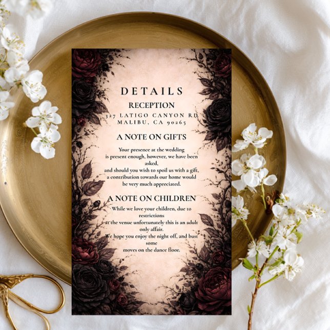 Dark Rose Gothic Wedding Enclosure Card (Creator Uploaded)