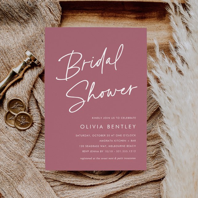 Dark Rose | Minimalist Script Bridal Shower Invitation (Creator Uploaded)
