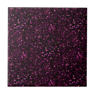 Dark Rose Pink Posh Glitter Ceramic Tile