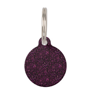 Dark Rose Pink Posh Glitter Pet ID Tag