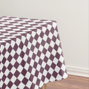 Dark Rose Pink White Home Decor Checkered Pattern Tablecloth