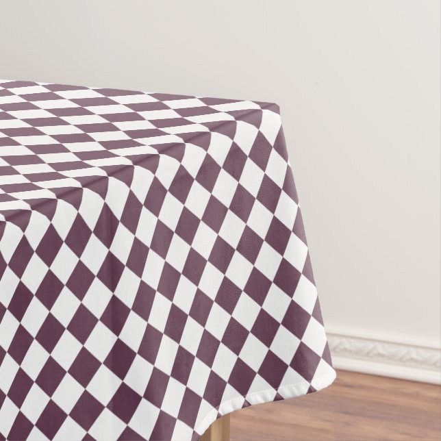 Dark Rose Pink White Home Decor Checkered Pattern Tablecloth (In Situ)