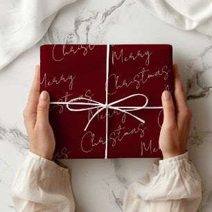 Dark Rose Red Merry Christmas  Wrapping Paper
