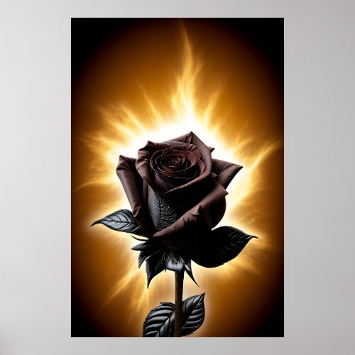 Dark Rose Silhouette Poster
