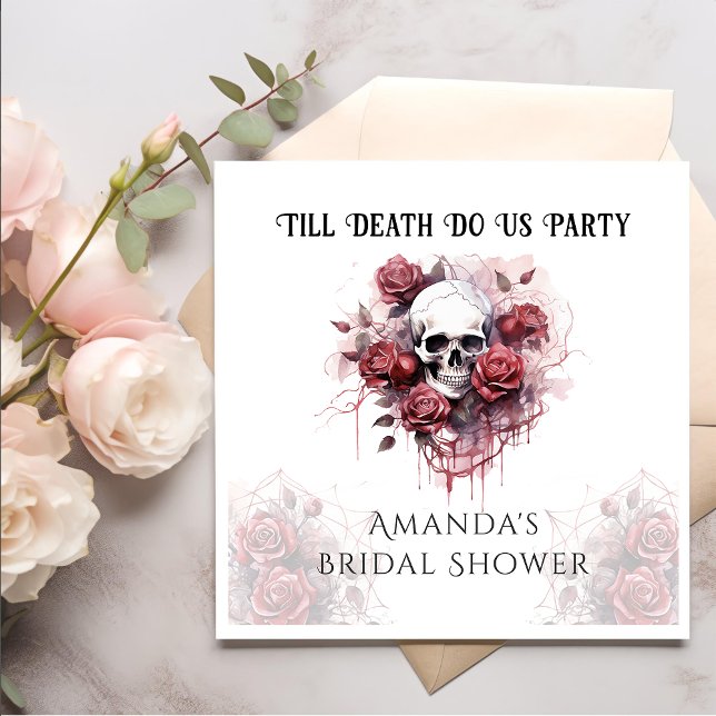 Dark Rose Skull Gothic Halloween Bridal Shower Napkins (Creator Uploaded)