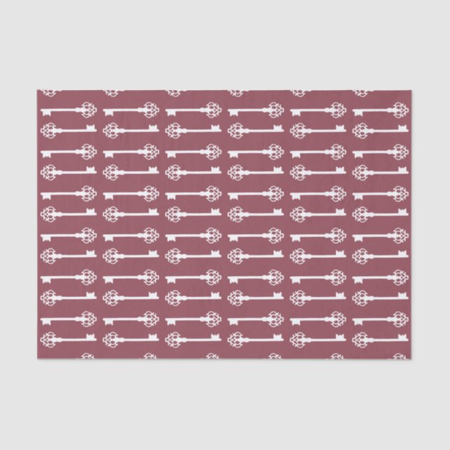 Dark Rose Victorian Keys Tissue Paper (Front)