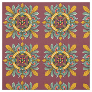 Dark Rose Victorian Tile Design Fabric