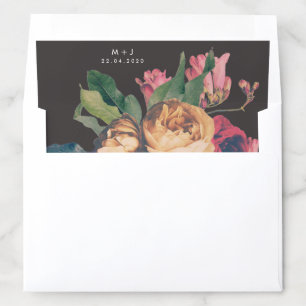 Dark Roses Botanical Fete Wedding Envelope Liner