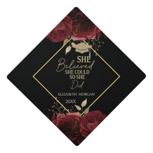 Dark Roses Glitter Graduate Cap