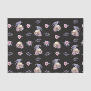 Dark Roses Raven Skulls Halloween Tissue Paper