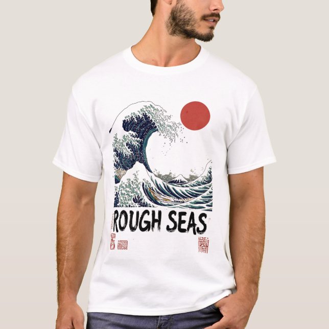 Dark "Rough Seas" Japanese Great Wave T-Shirt (Front)
