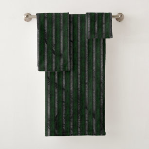 Dark rough stripes over stained abstract design bath towel set
