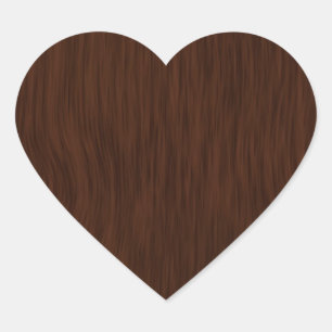 Dark Rough Wood Grain Background Heart Sticker