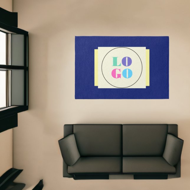 Dark Royal Blue Business Area Rug with Large Logo (Insitu (Indoor 1))