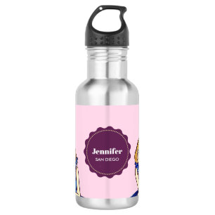 Dark Royal Blue Cocktail Gown Fashion Illustration Stainless Steel Water Bottle