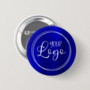Dark Royal Blue Foil Business Logo Button