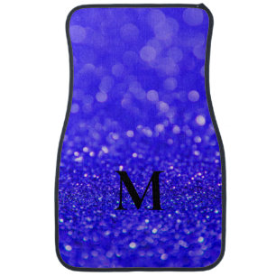 Dark Royal Blue Monogram Glitter Set of Car Mats