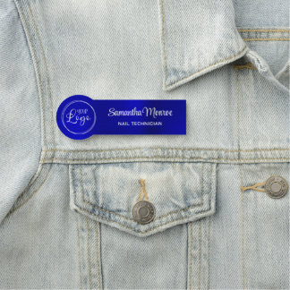 Dark Royal Blue Ombre Your Business Logo Name Tag