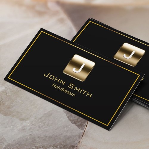 Dark Royal Gold Stamp Hairdresser Business Card