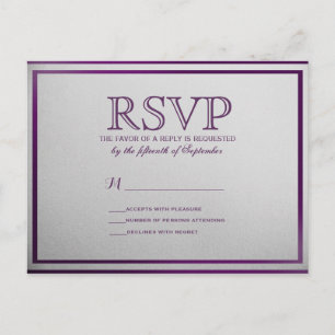 Dark Royal Purple Outline on Gray Gradient Invitation Postcard
